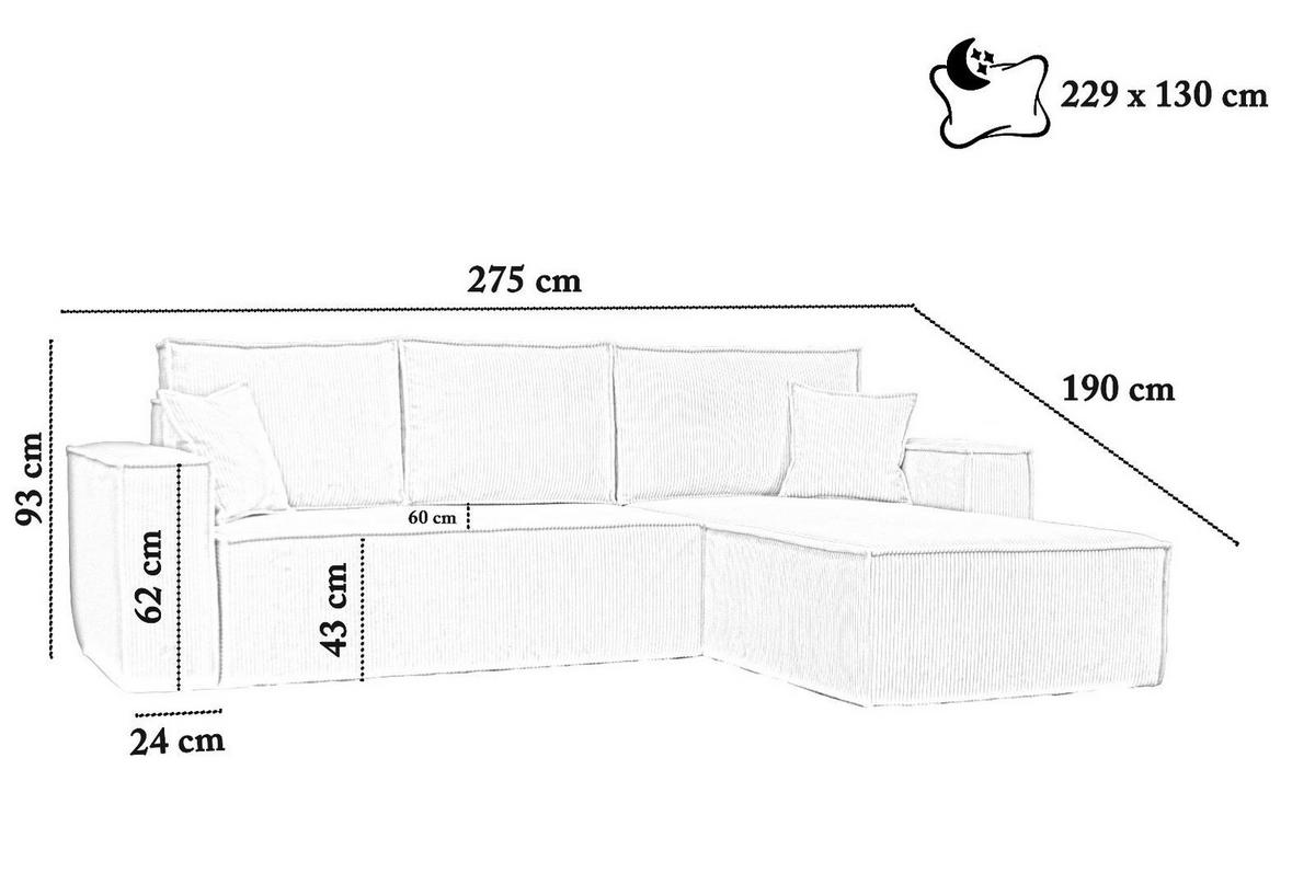 ECKSOFA Passio L-Form mit Schlaffunktion und Bettkasten 275 cm beige - Beige, Kunststoff (275/190cm) - Margaret Hadas24