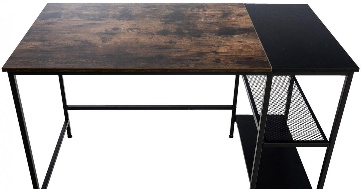 SCHREIBTISCH 120/60/76 cm Holz schwarz/braun - Schwarz/Braun, Holz/Metall (60/120/76cm) - CLP