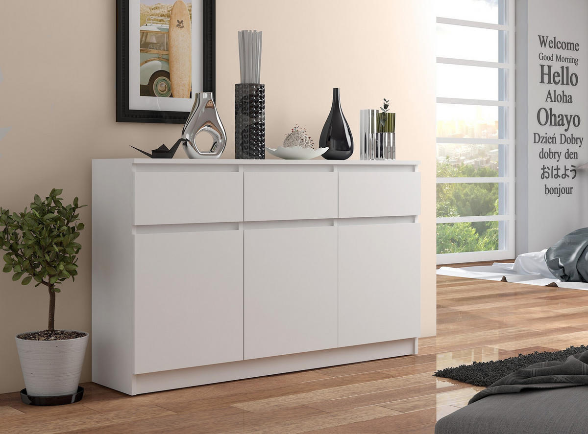 KOMMODE Weiß 99/138/40 - Weiß, Holzwerkstoff (138/99/40cm) - RAUMHIRSCH FURNITURE