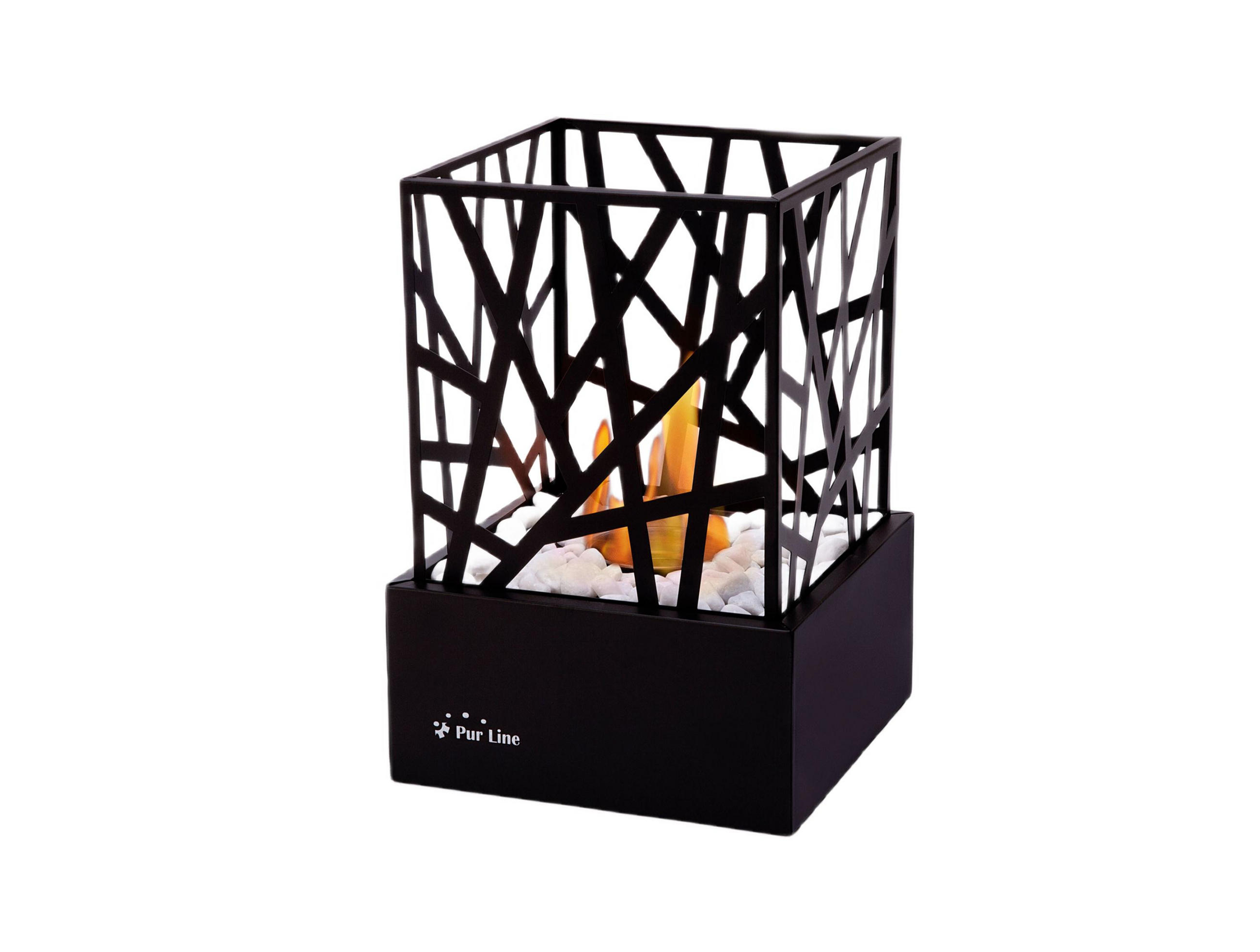 BIOETHANOL-KAMIN Schwarz Tischmodell inklusive 0.15 L Brennblock - Schwarz, Glas (22/29/22cm) - Purline