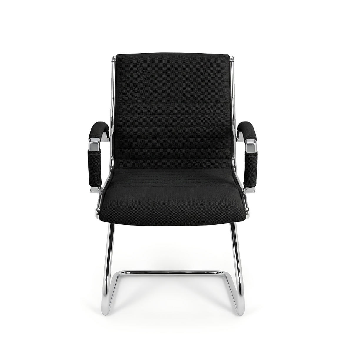 BESUCHERSTUHL Montreal Stoff Schwarz – ergonomisch, 150 kg belastbar - Schwarz, Textil/Metall (60/95/60cm) - Versee