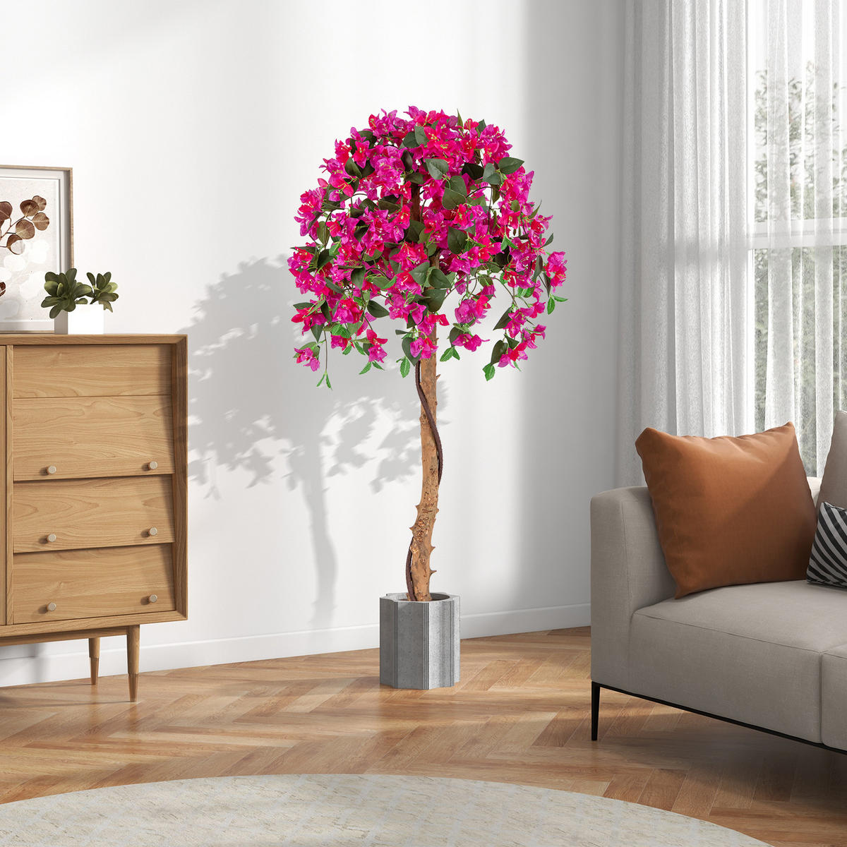 AZALEENBAUM Künstlicher 135 cm rot - Grün, Kunststoff (135cm) - COSTWAY