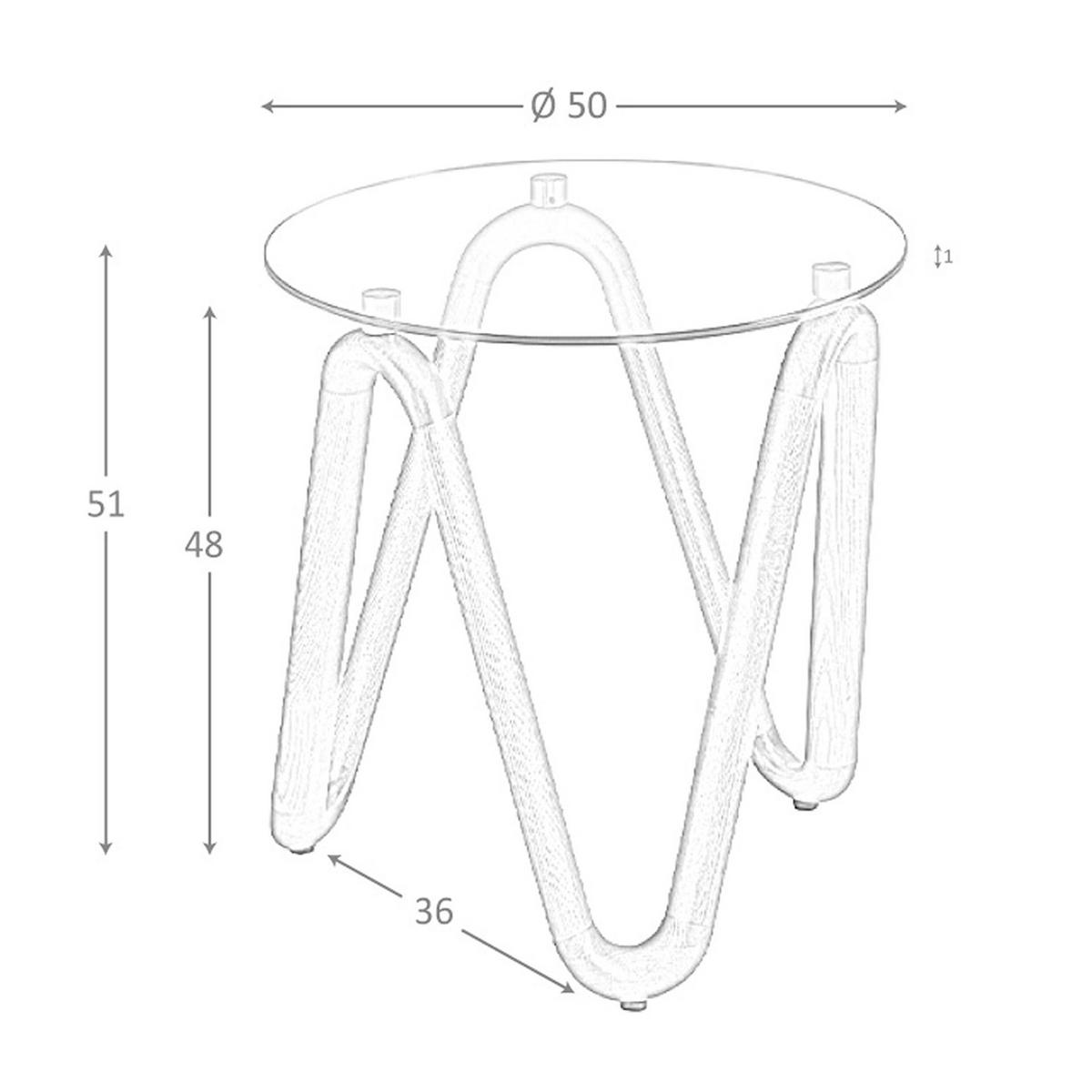 ECKTISCH Rund, Glas, Walnuss 50/ 50/ 51 cm - Transparent/Nussbaumfarben, Glas/Holz (50/50/51cm) - ANGEL CERDA