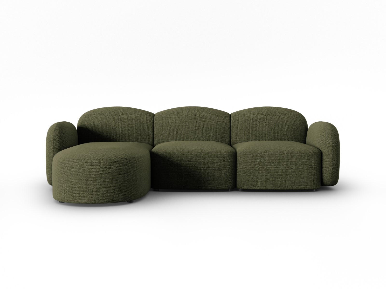 ECKSOFA links Blair aus Chenille-Stoff grün meliert 4 Sitzplätze - Grün, Textil (155/272cm) - Micadoni