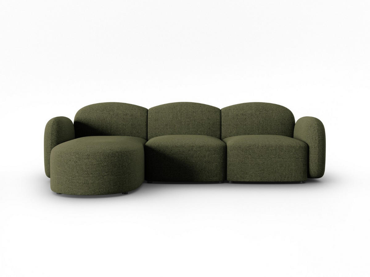 ECKSOFA links Blair aus Chenille-Stoff grün meliert 4 Sitzplätze - Grün, Textil (155/272cm) - Micadoni