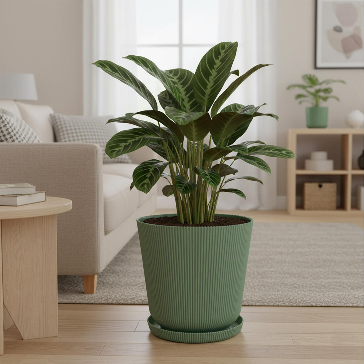 2XBLUMENTOPF - Grün, Kunststoff (20cm) - Relaxdays