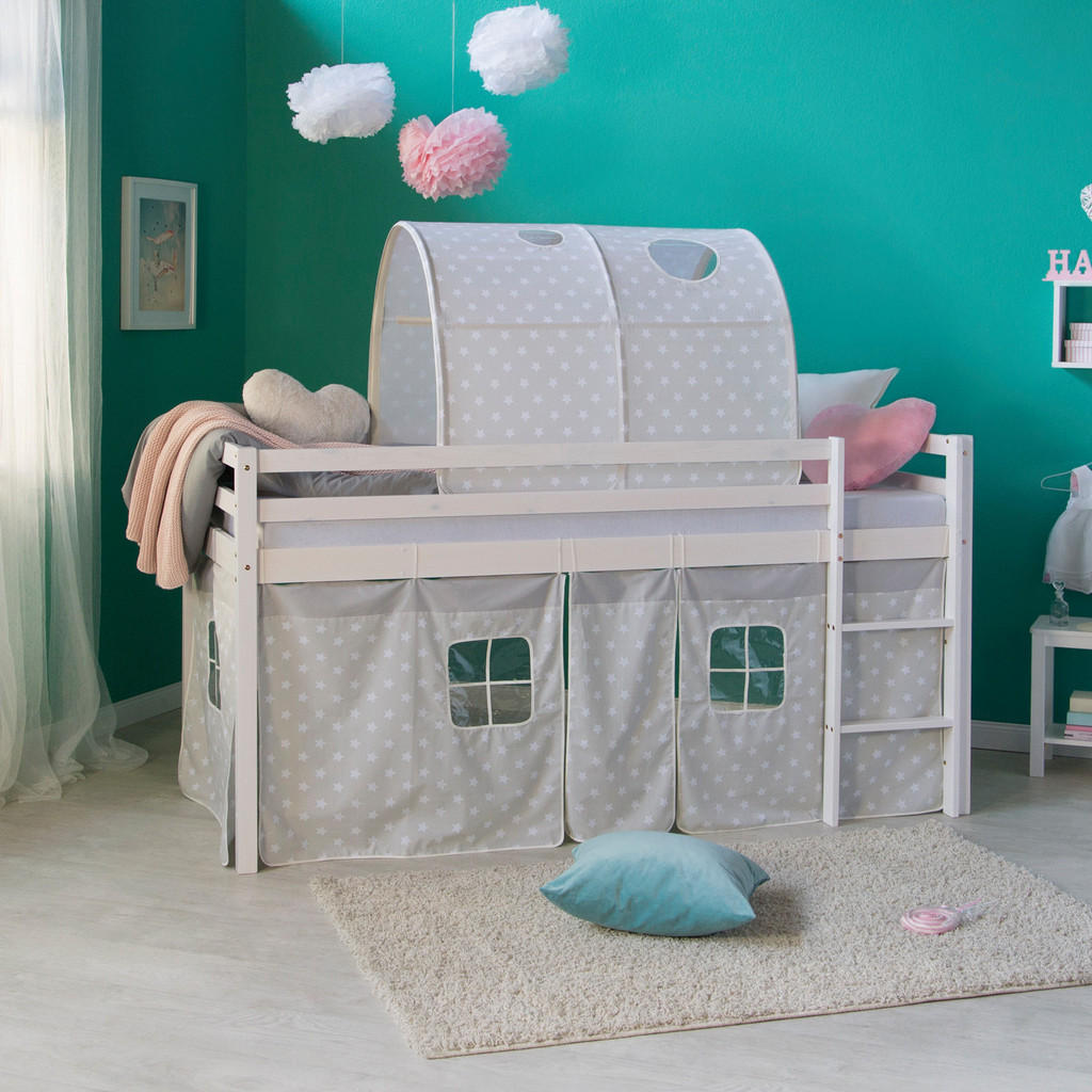 Thumbnail - Homestyle4u Hochbett, Weiß, Holz, Kinder- & Jugendzimmer, Kindermöbel, Kinderbetten, Hochbetten