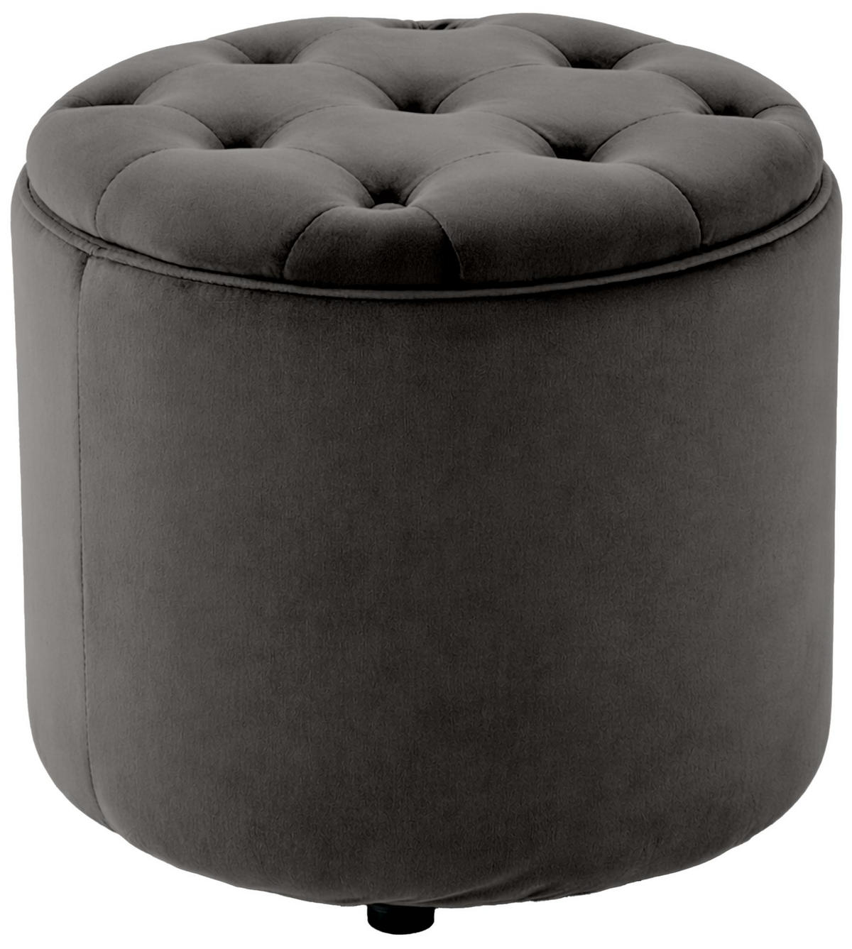 SITZWÜRFEL Samt Grau - Schwarz/Grau, Kunststoff/Textil (44/42/44cm) - CLP