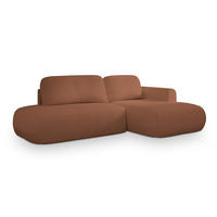 ECKSOFA NUVIRA R-S Kupferfarben Boucle-Stoff mit Schlaffunktion - Kupferfarben, Holz (274/165cm) - MASSENO