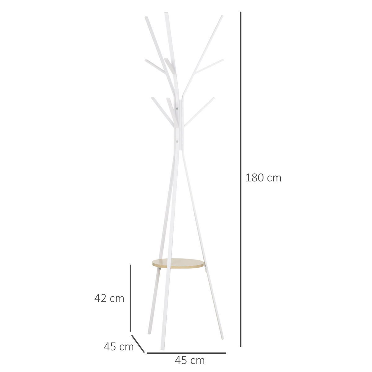 GARDEROBENSTÄNDER - Weiß, Holzwerkstoff/Metall (45/180/45cm) - HOMCOM