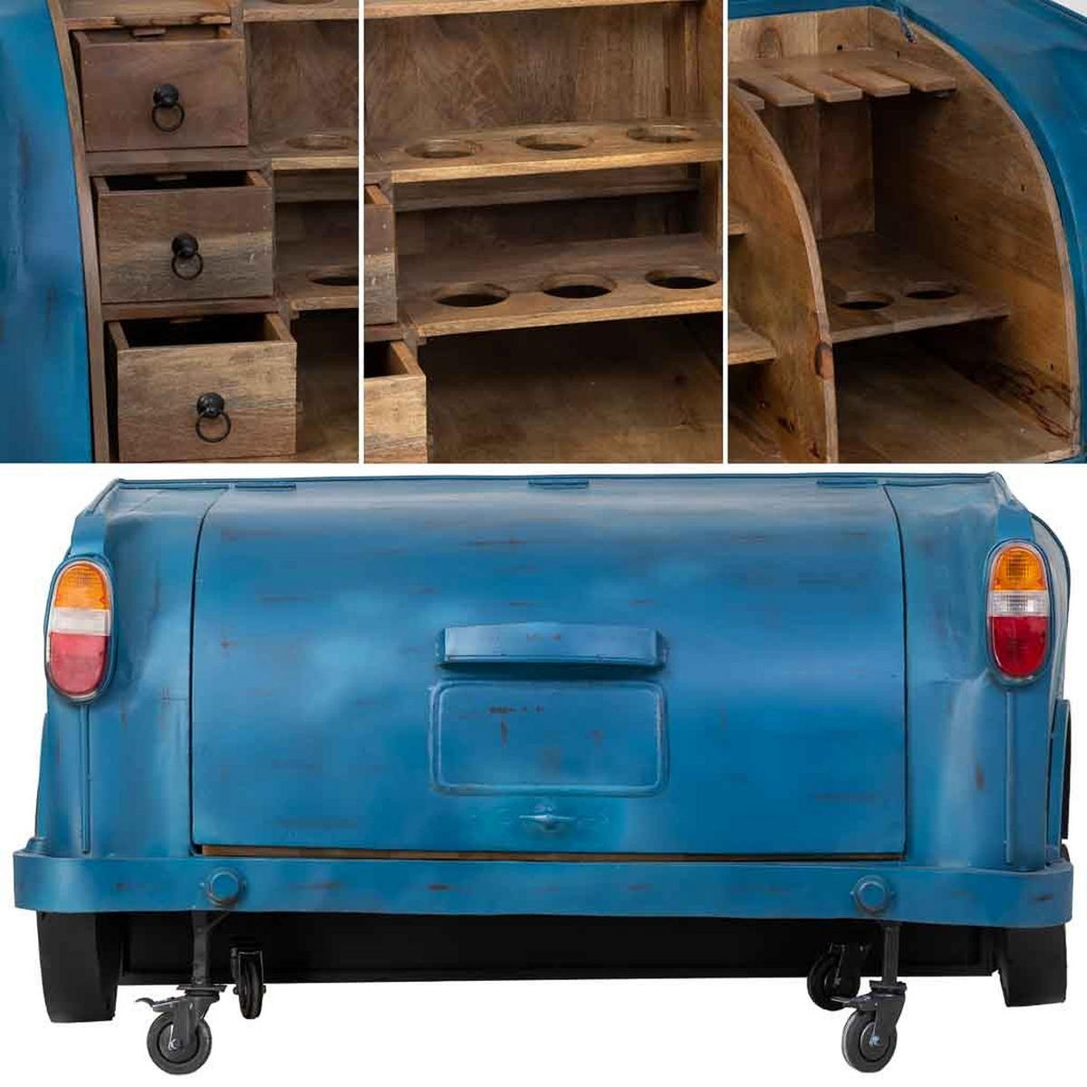 WEINREGAL, blau, 174x84x92cm - Blau, Holz (17/86.5/84cm) - Wanderlust