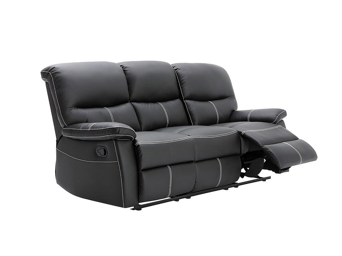 SOFAGARNITUR mit Relaxfunktion - 6 -Sitzer - Kunstleder - schwarz - CANBY - Schwarz, Leder (183/95/90cm) - Vente-Unique