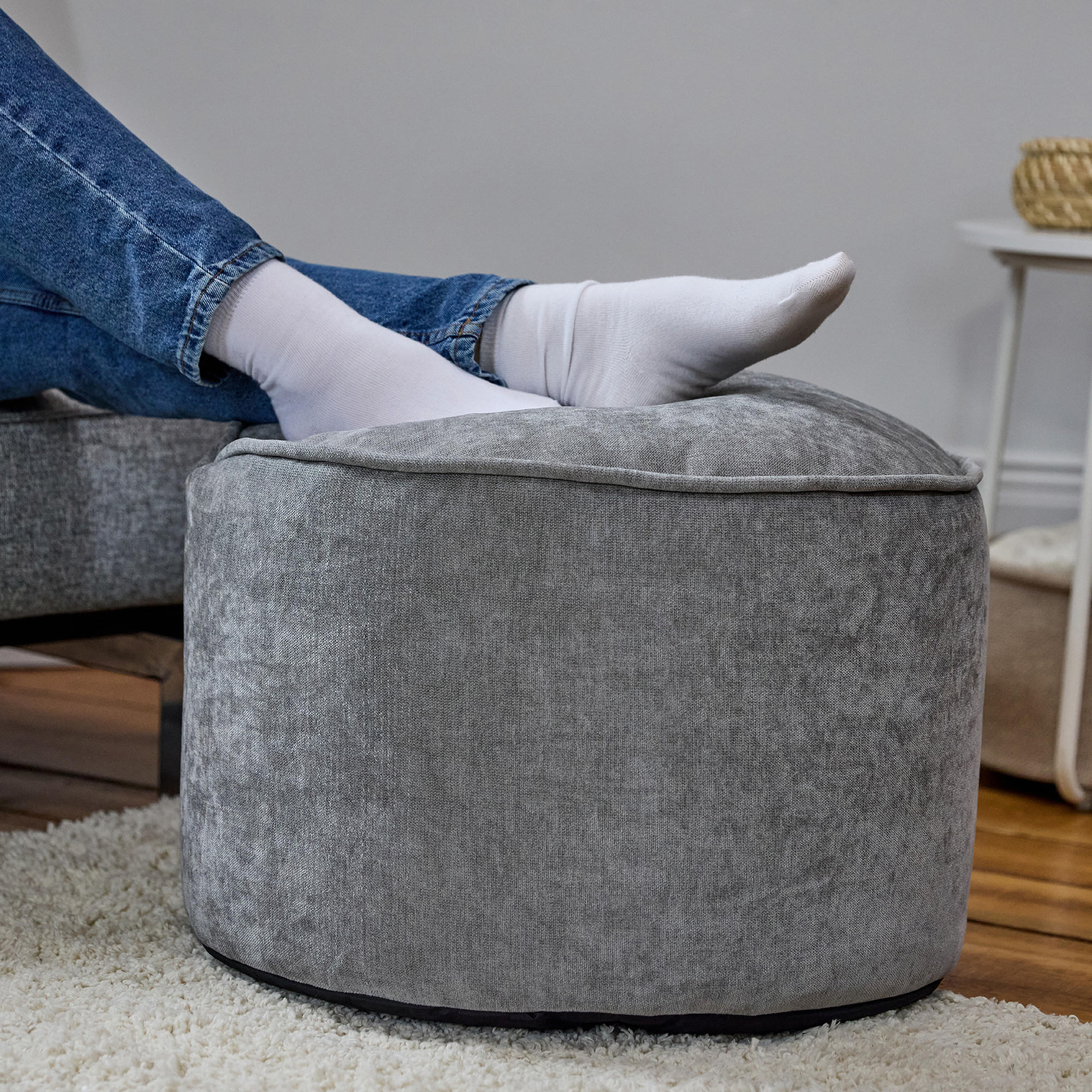 SITZPOUF Chenille Milano - Grau, Kunststoff/Textil (55/35/55cm) - icon