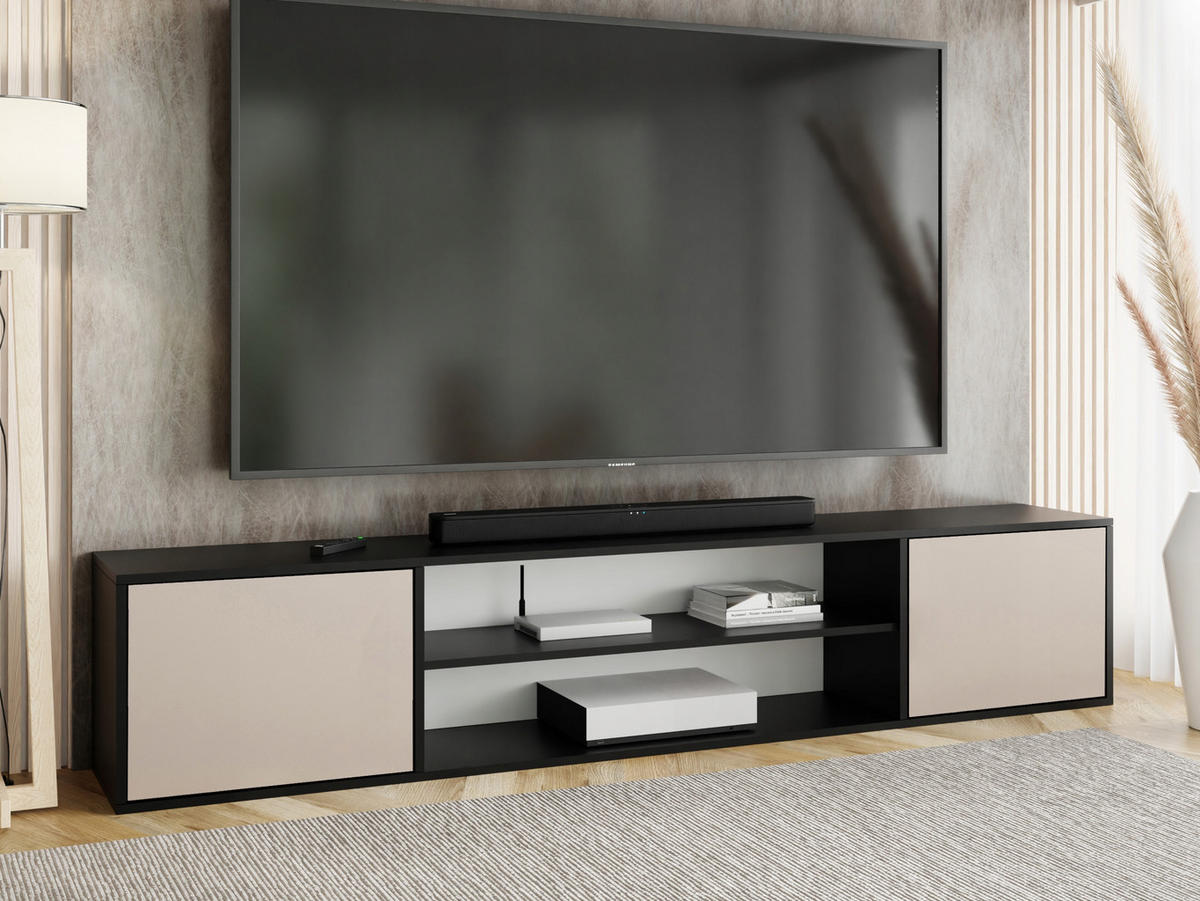 TV-LOWBOARD EDI Schwarz / Kaschmir – 2-türig - Kaschmir/Schwarz, Holzwerkstoff (206.4/42/38.9cm)