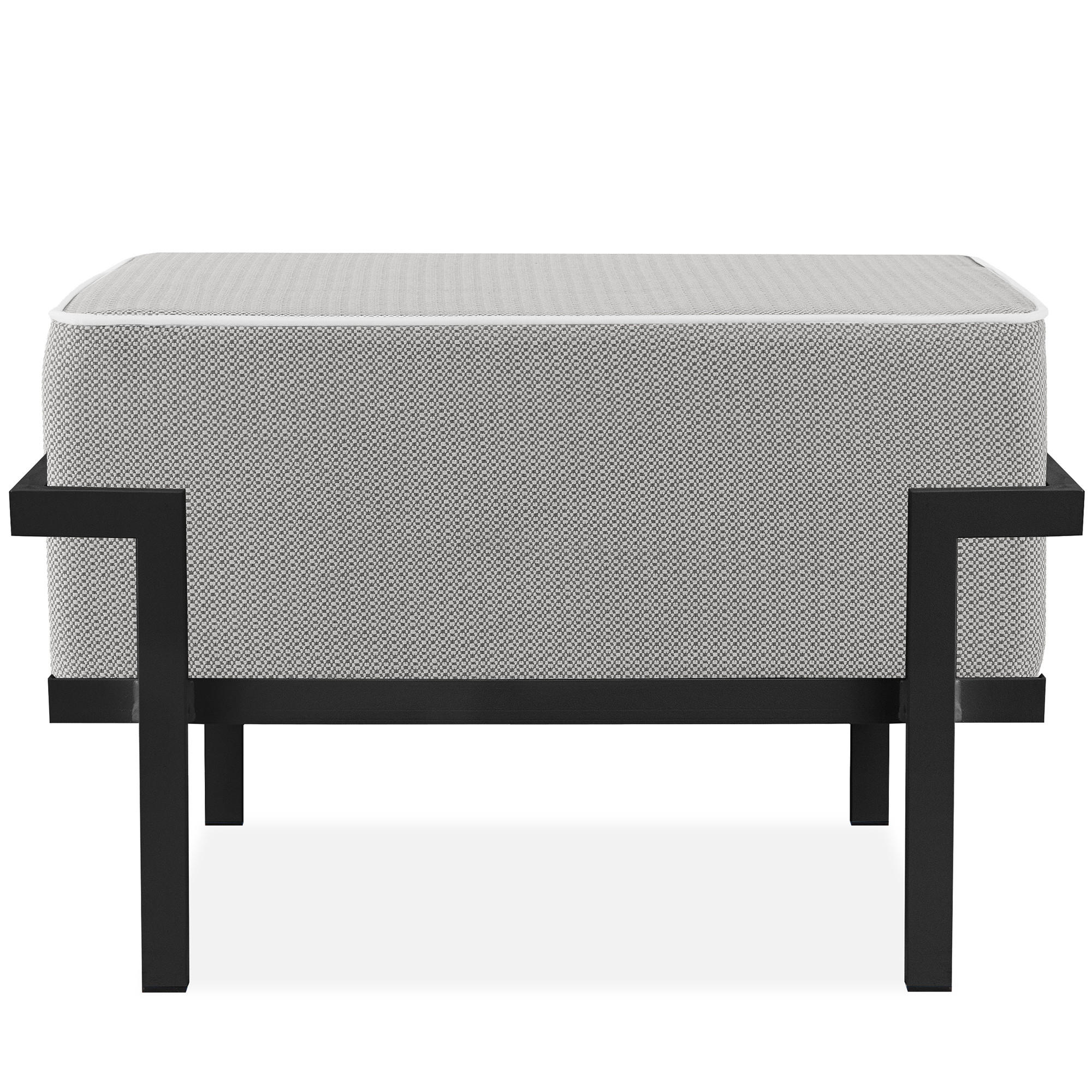 GARTENLOUNGE-HOCKER TRIGLO auf Metallfüßen, Modern, Dunkelgrau - Dunkelgrau/Weiß, Textil/Metall (69/44/54cm) - KONSIMO®