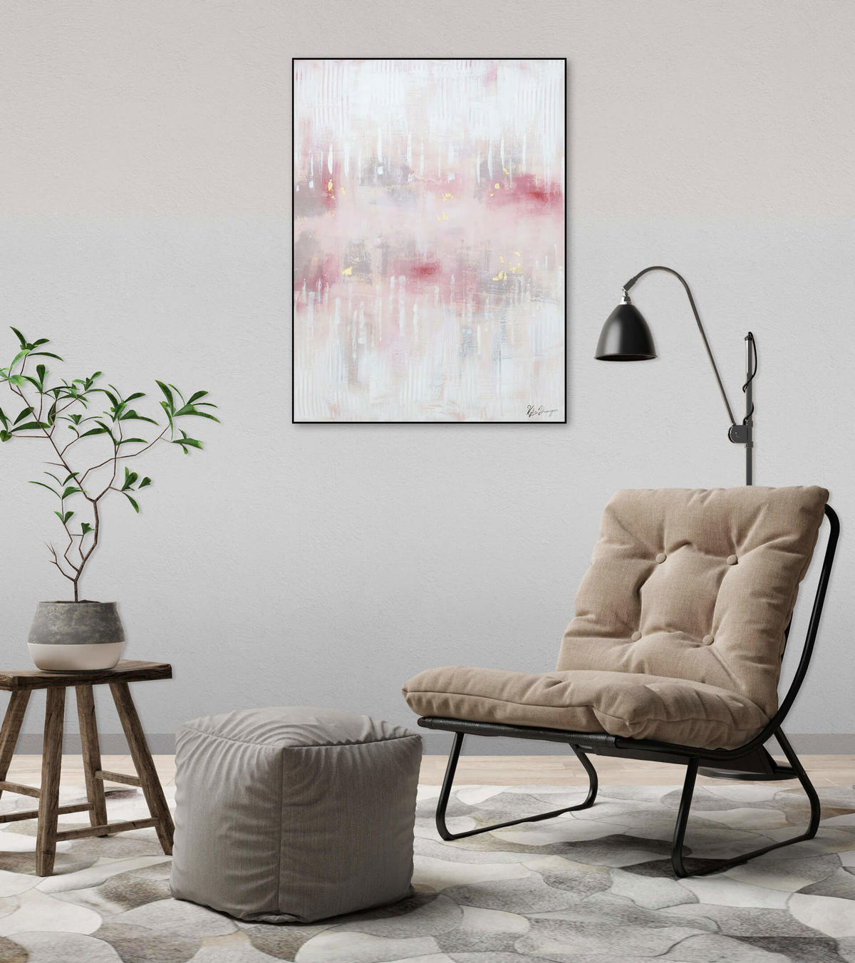 ACRYLBILD HANDGEMALT 75/100 cm - Pink, Holz/Textil (1.9/100cm) - KUNSTLOFT