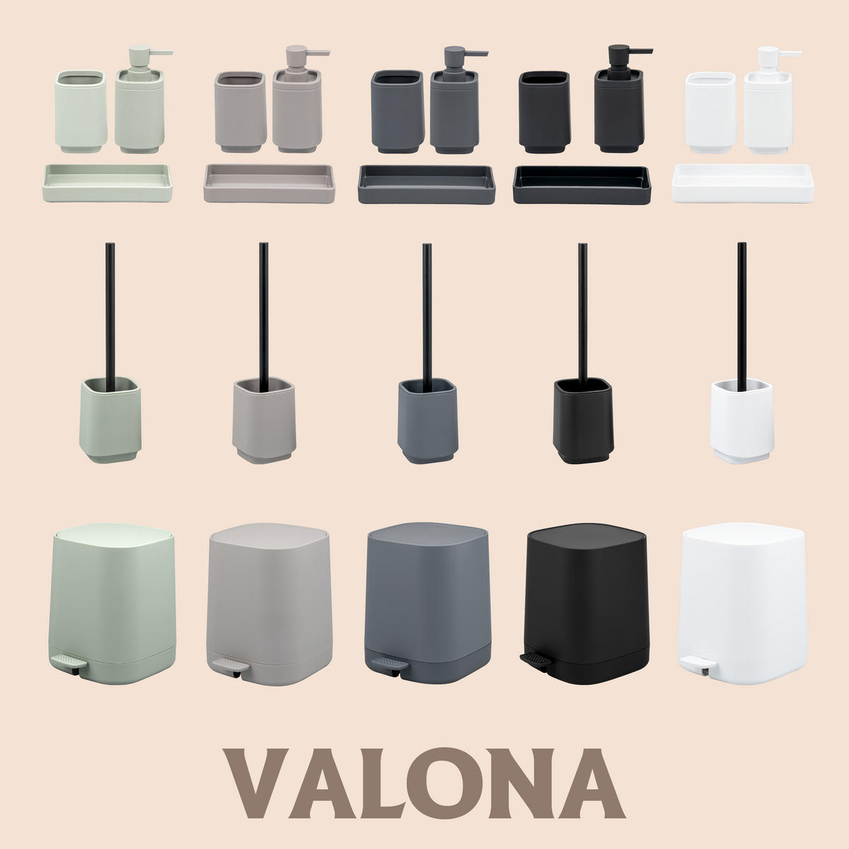 BAD-ACCESSOIRES-SET VALONA 2tlg., weiß, Kunststoff - Weiß, Kunststoff (21/25.5/21cm) - eluno