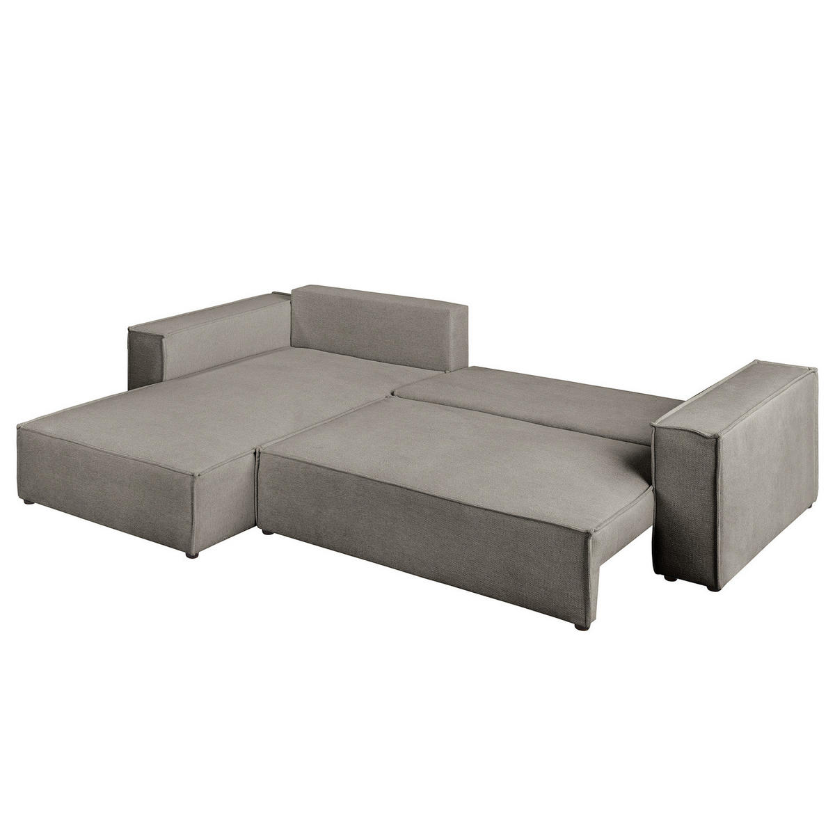 ECKSOFA mit Schlaffunktion - 290 cm - Schwarz/Grau, Kunststoff/Textil (290/185cm) - home24