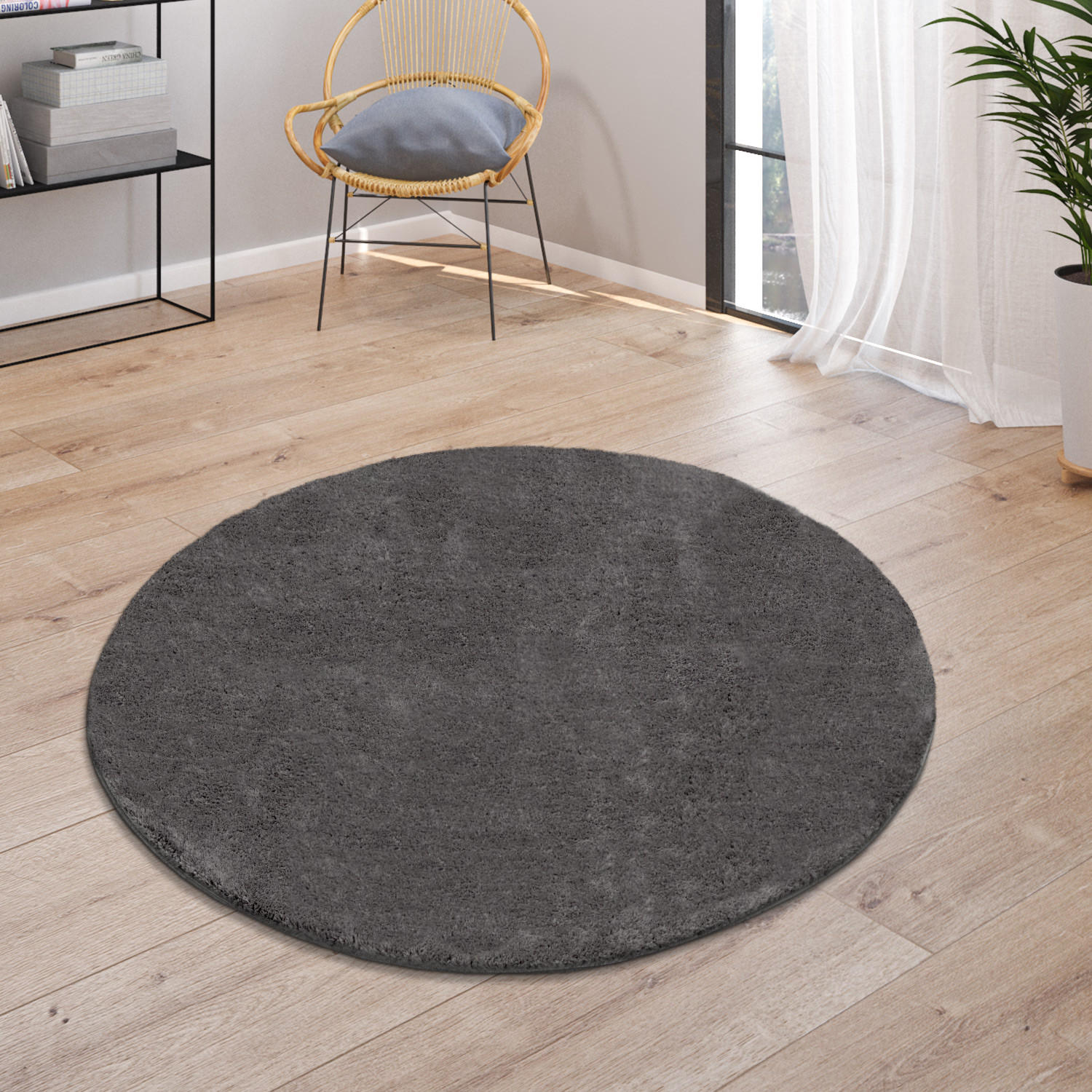 KURZFLORTEPPICH 80/80 cm Cadiz 630 - Anthrazit, Textil (80/80cm) - Paco Home