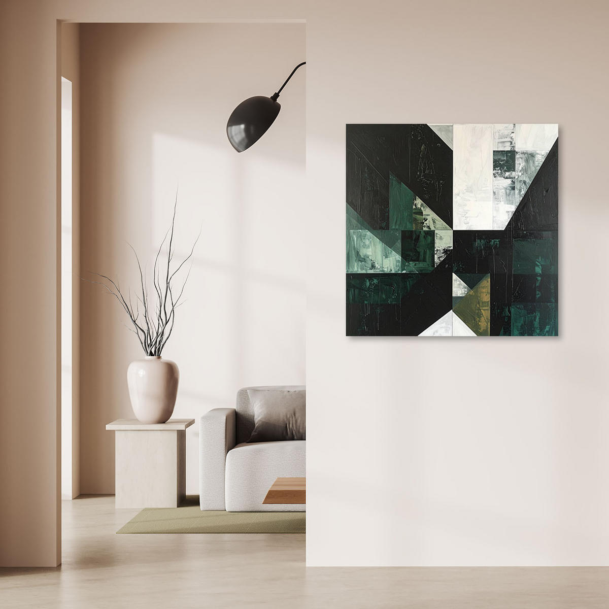 LEINWANDBILD 3D und geometrisch 60x60cm - Grün, Textil (60/60cm) - Feeby