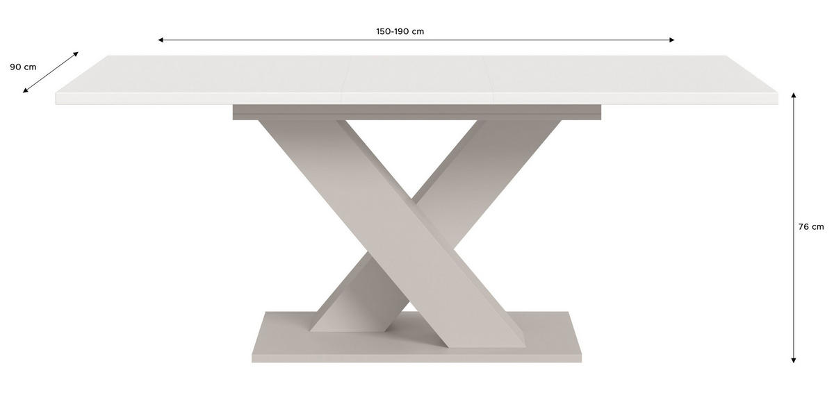 ESSTISCH MOTION (B/H/T: ca. 150/76/90 cm) in Kaschmir/weiß - Kaschmir, Holzwerkstoff (90/150/76cm)