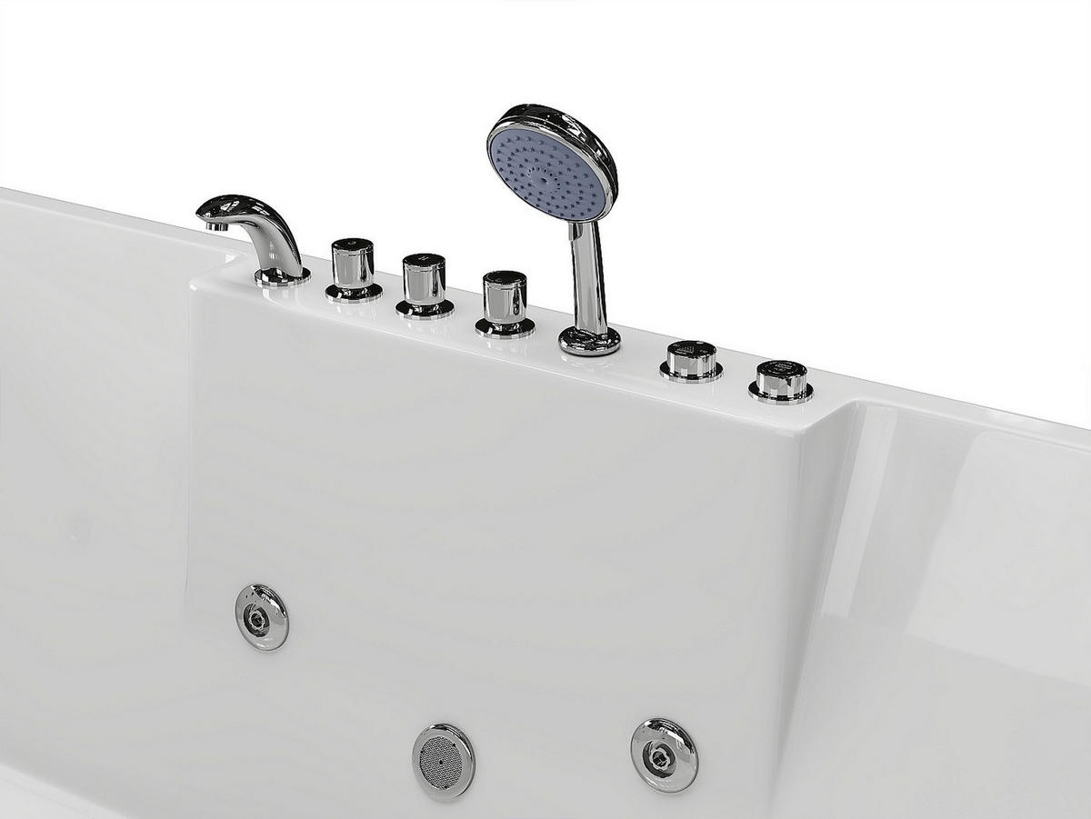 WHIRLPOOLBADEWANNE - 2 -Sitzer - Acryl - weiß - THALASSA - Weiß, Kunststoff (182/62/122cm) - Vente-Unique