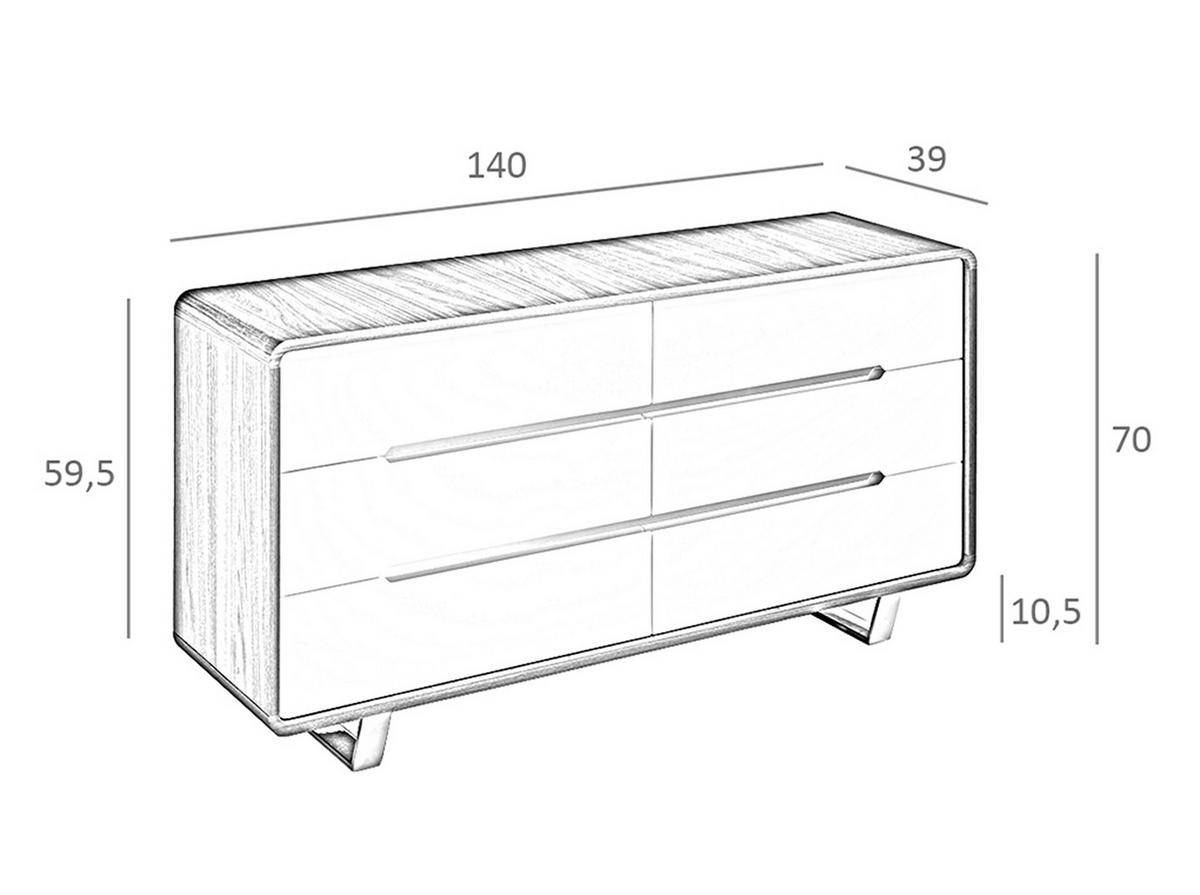 KOMMODE Walnuss Weiß 140/39/70 cm - Walnussfarben/Weiß, Holz (140/70/39cm) - ANGEL CERDA