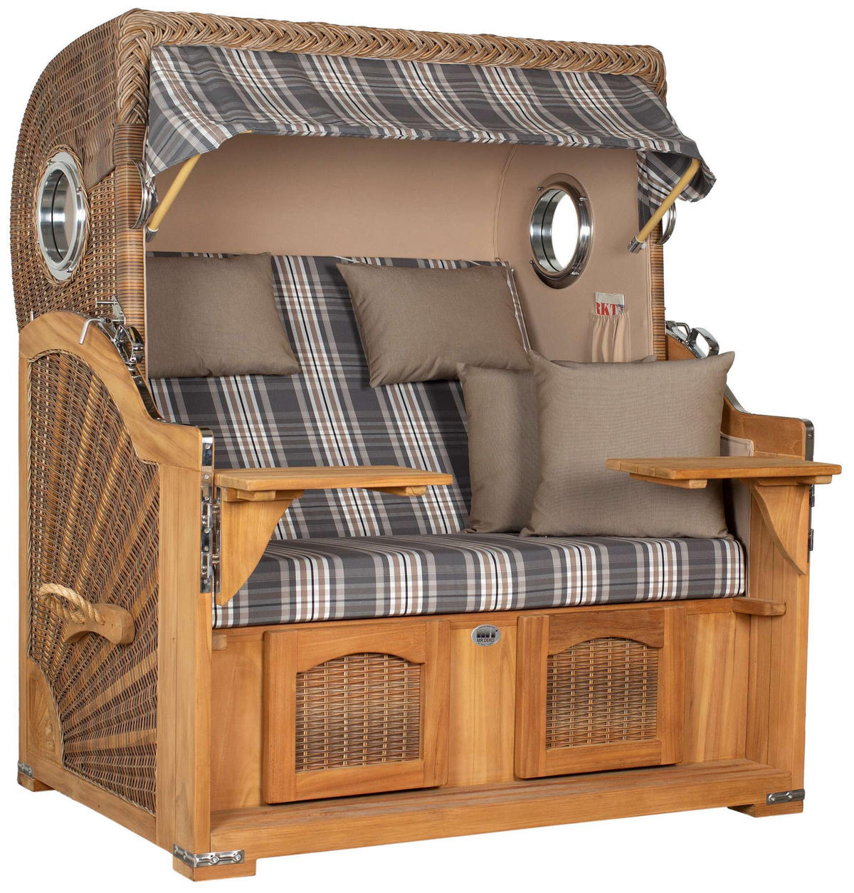 STRANDKORB XXL Düne Grande Teak Banana - Braun/Grau, Metall (142/170/95cm) - Mr. Deko