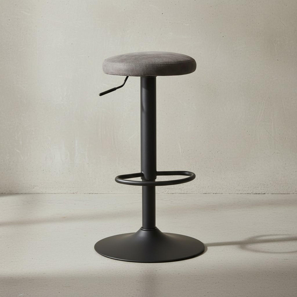 BARHOCKER Höhenverstellbar Eisen Samt Drehbar CAMPANIA, Grau 40x40x79 cm - Schwarz/Grau, Textil/Metall (40/79/40cm) - KADIMA DESIGN