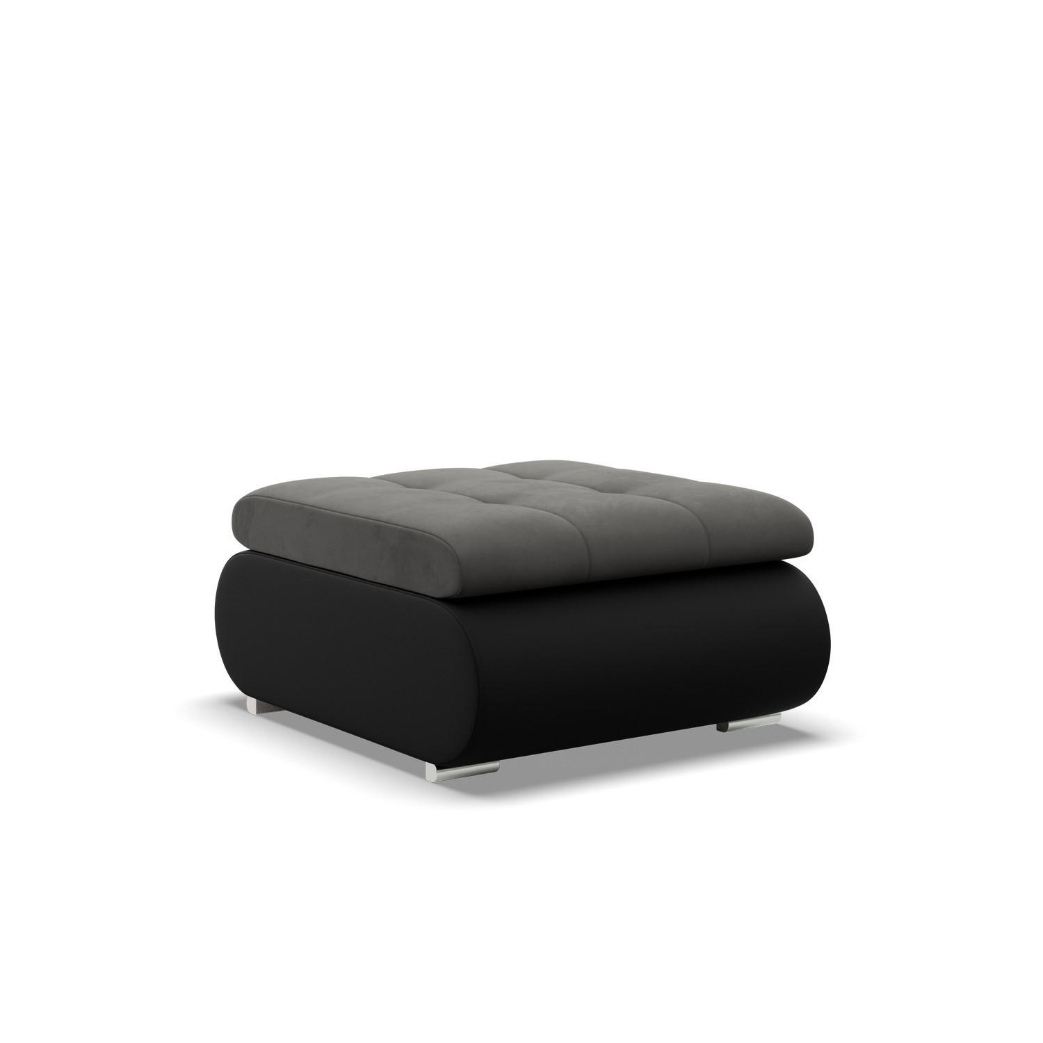 SITZPOUF FÜR DAS WOHNZIMMER FORESTA, Dunkelgrau + Schwarz - Dunkelgrau/Schwarz, Textil (88/42/70cm)