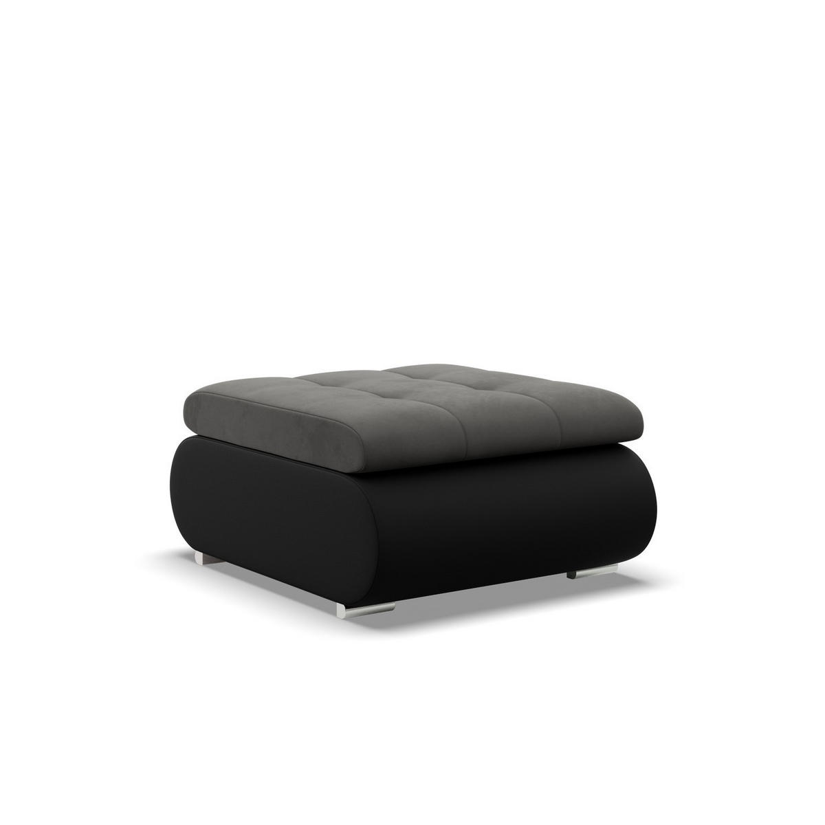 SITZPOUF FÜR DAS WOHNZIMMER FORESTA, Dunkelgrau + Schwarz - Dunkelgrau/Schwarz, Textil (88/42/70cm)