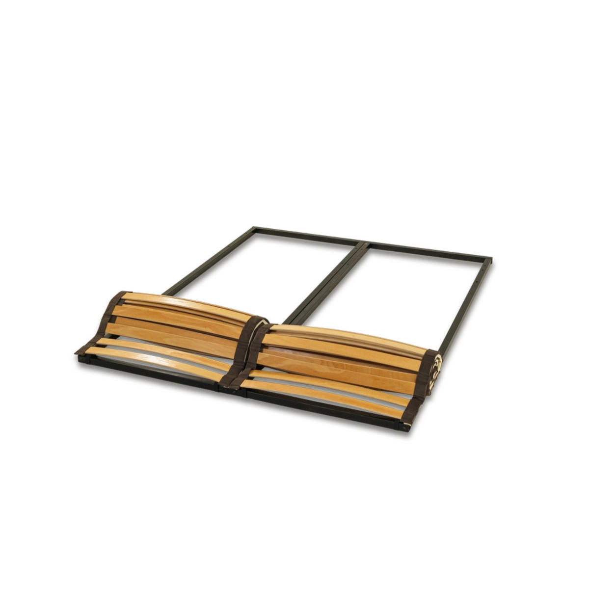 MATRATZENRAHMEN EkoFlex 160x200 – 22 Buche-Latten, 3 Zonen, Metallrahmen - Braun, Holz (160/200cm) - Letti Moderni
