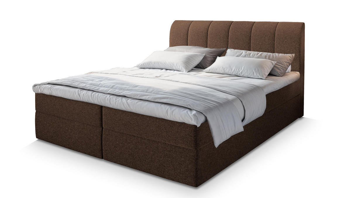 BOXBETT CEVANO 140x200 cm mit Matratze und Topper - Braun - Braun, Holz (140/200cm) - MASSENO