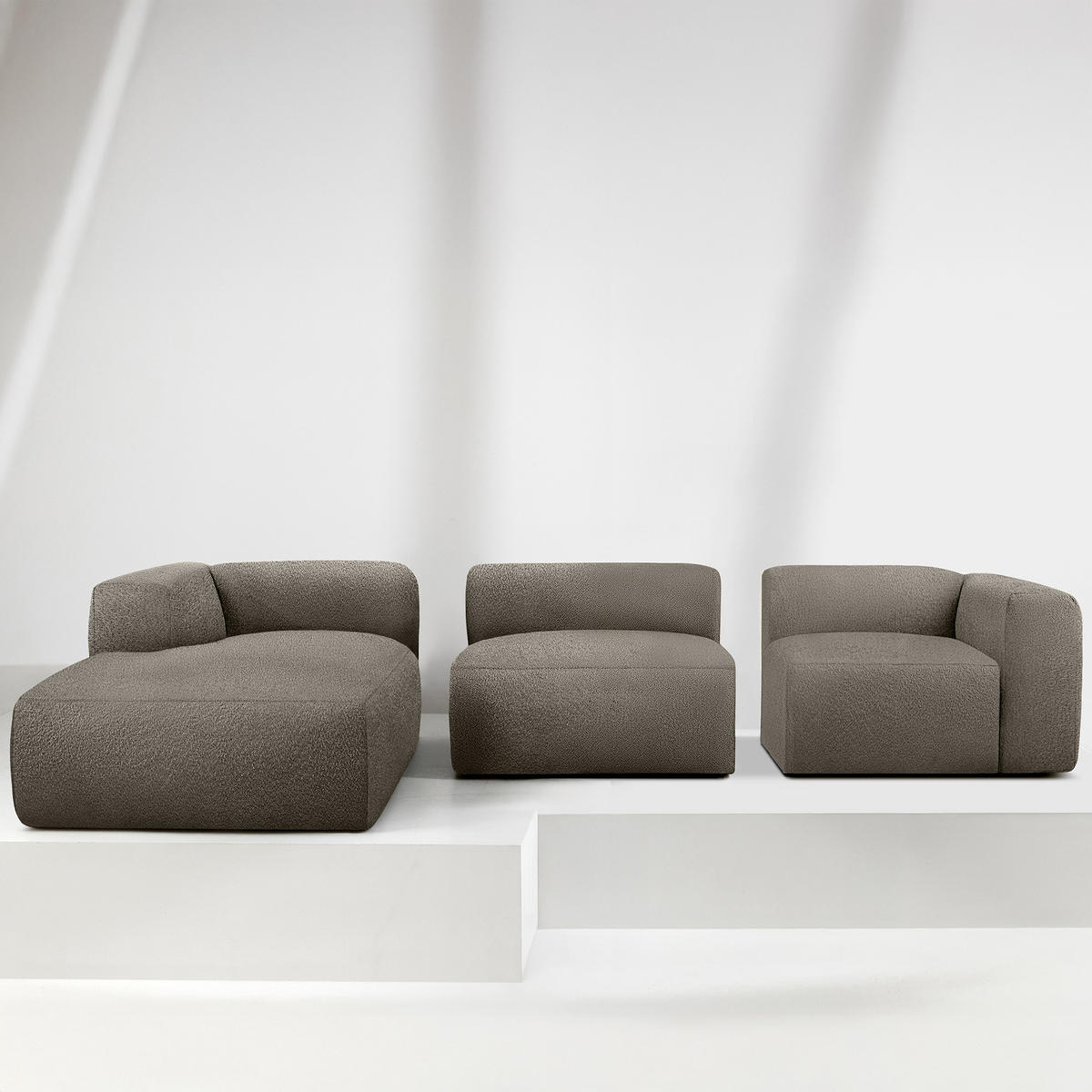 ECKSOFA LINKS BUFFO, kühles Braun - Braun, Holz/Holzwerkstoff (285/176cm) - KONSIMO®