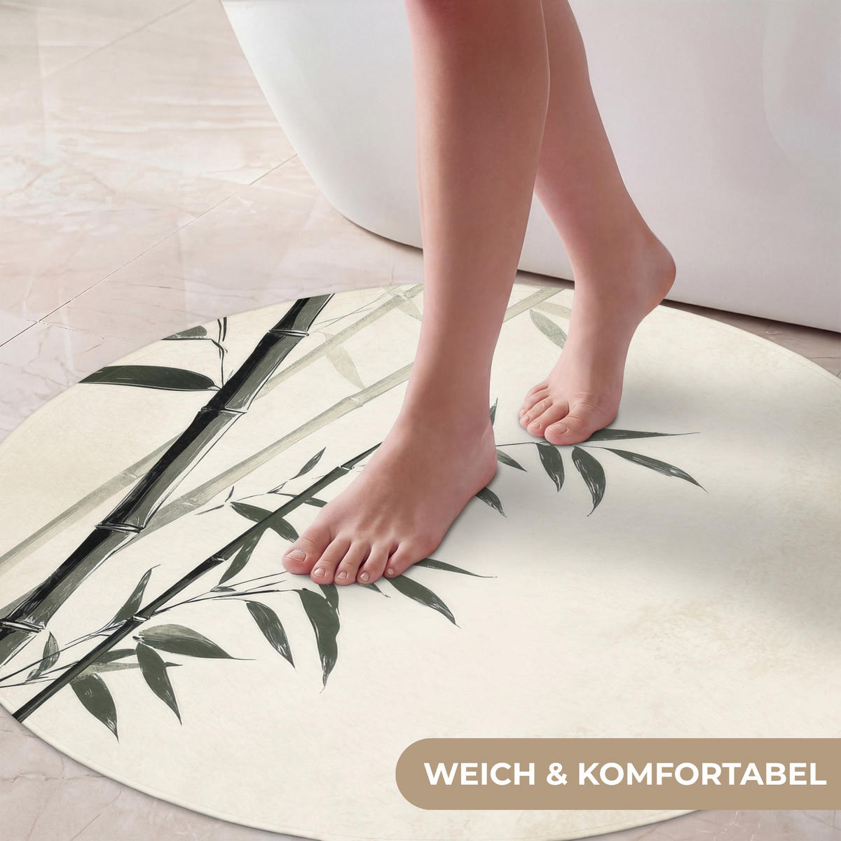 KOUPELNOVÁ PŘEDLOŽKA Japandi - Bambus - béžová 70x70 cm - ecru, textil/plast (70/70cm) - OnlyWow