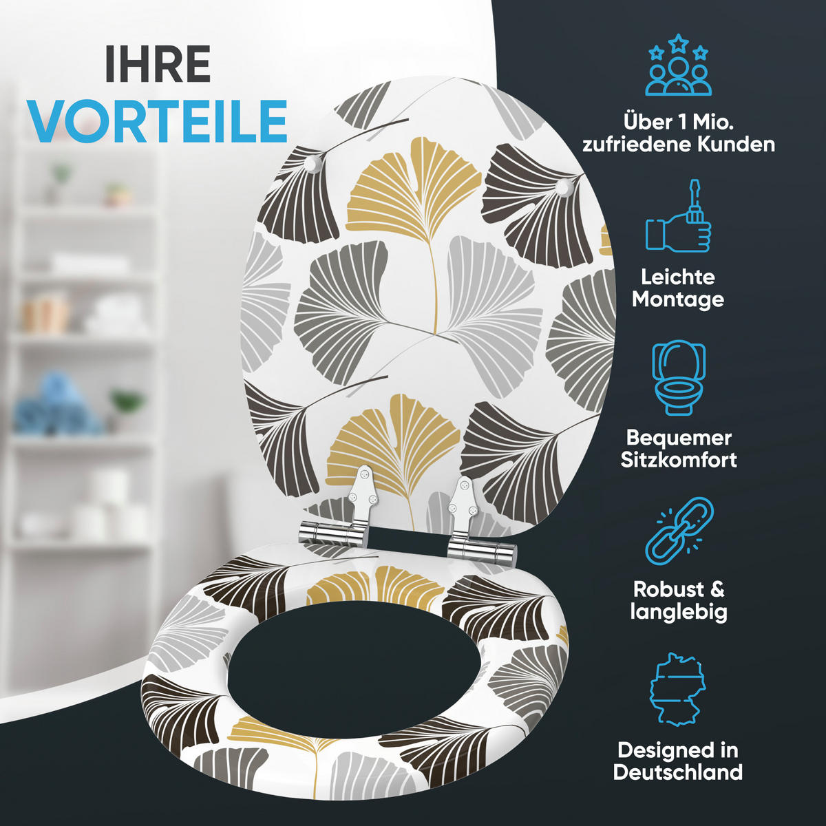 WC Sitz mit Absenkautomatik Ginkgo - Weiß, Holzwerkstoff (38/6/47cm) - Sanilo