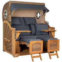 STRANDKORB XXL Düne Grande Teak Banana - Blaugrau/Braun, Metall (142/170/95cm) - Mr. Deko