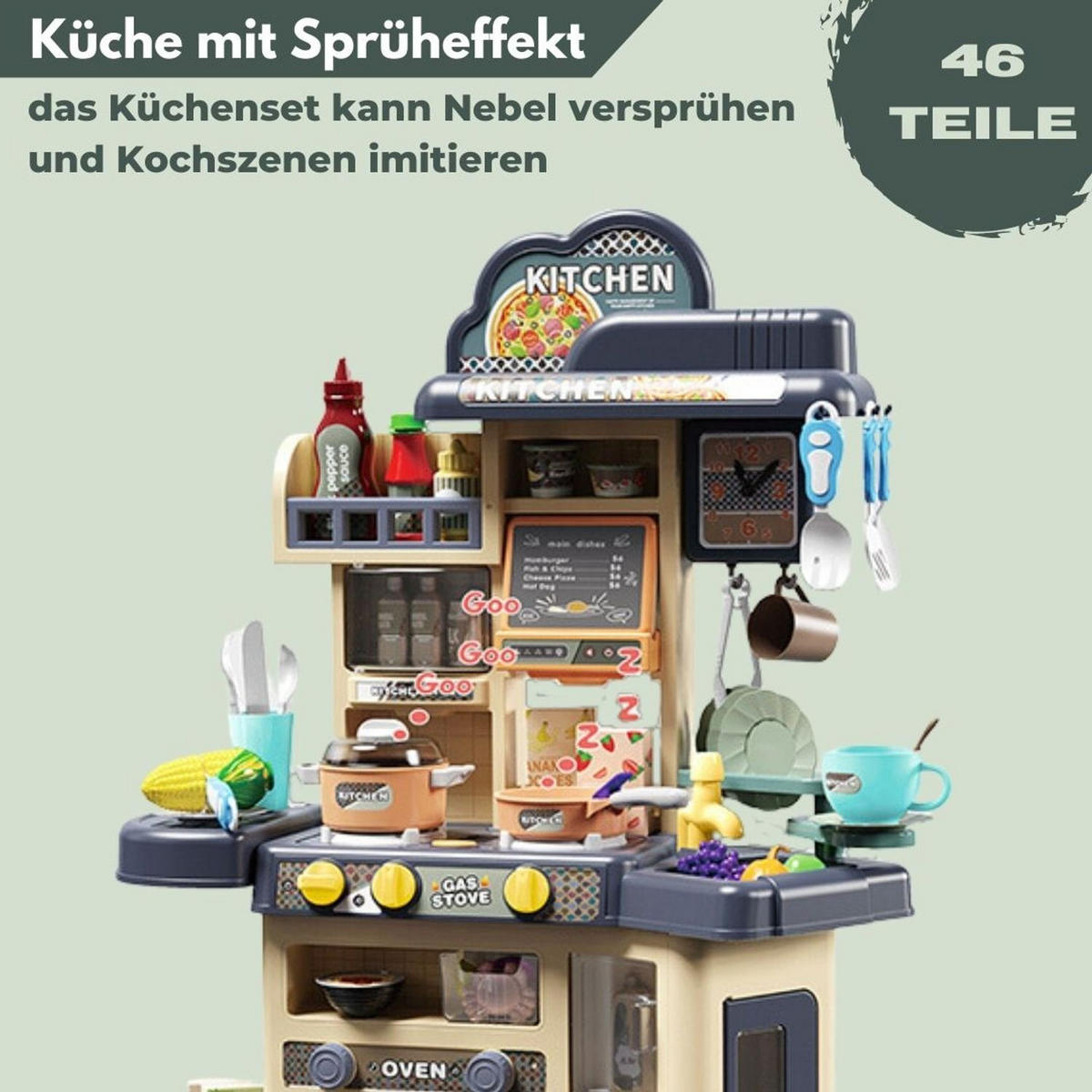KINDERKÜCHE JOE in Blau mit Zubehör 46-tlg - Blau, Kunststoff (23/55cm) - Coemo