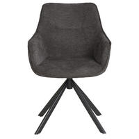 ESSZIMMERSTUHL drehbar San Carlo grau - Schwarz/Grau, Textil/Metall (57/87/67cm) - Mr. Deko