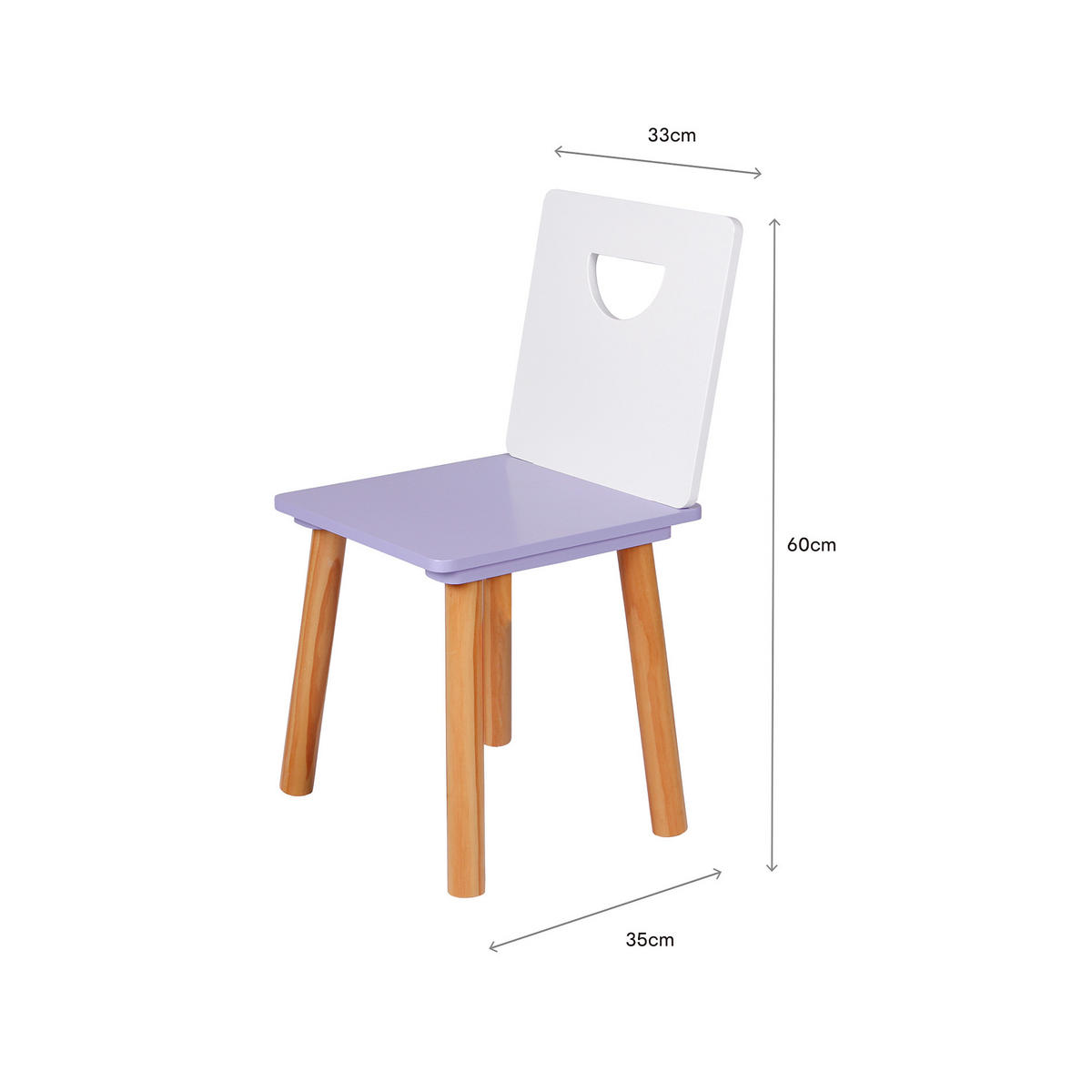 KINDERSTÜHLE Weiß Lila 33/35/60 - Weiß, Holz (33/60/35cm) - Mobili Rebecca