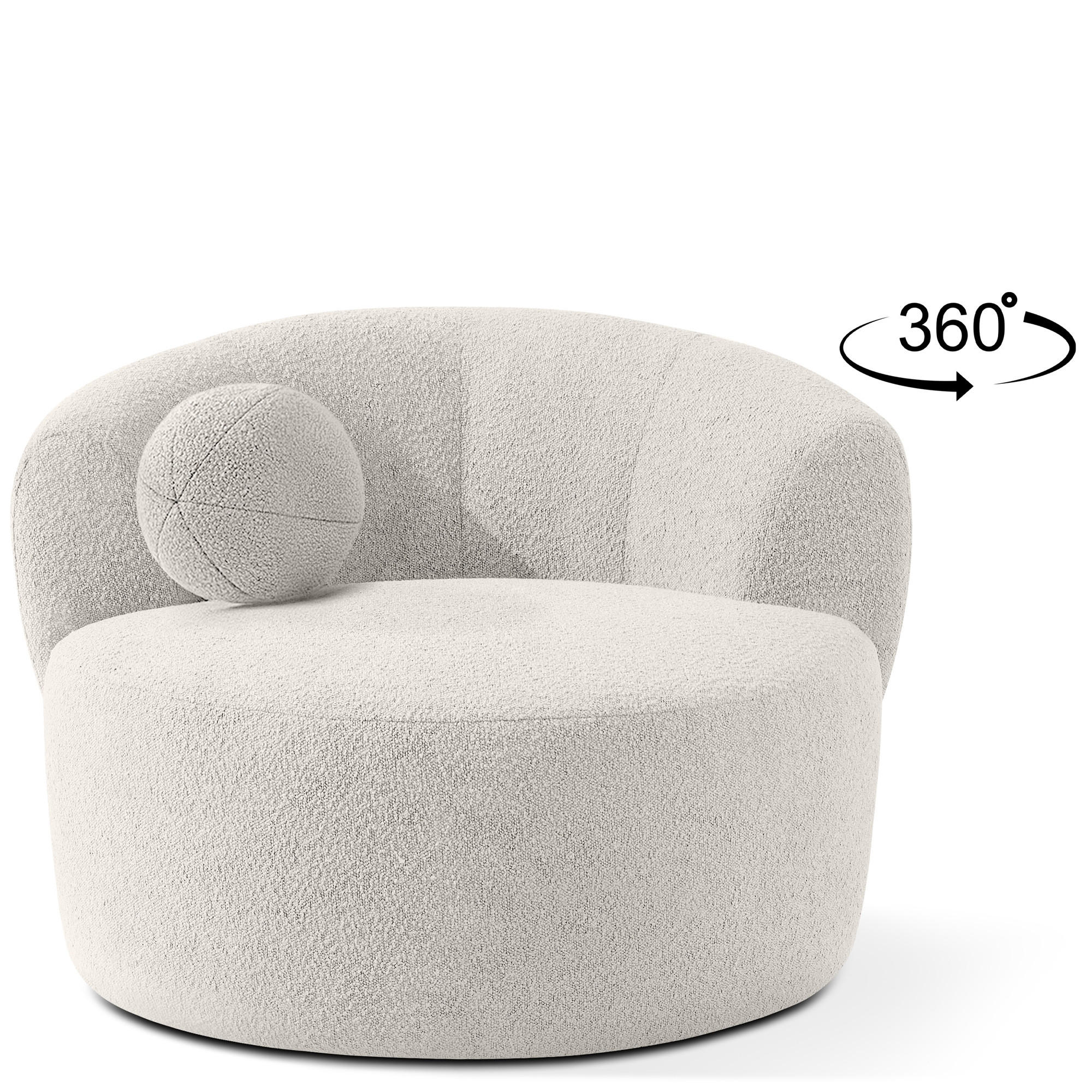 DREHSESSEL VIRA, Weiß, Bouclé - Schwarz/Weiß, Holz/Holzwerkstoff (105/76/100cm) - KONSIMO®