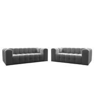 SOFASET Solvie 2-3 In Tiffani - Grau, Holzwerkstoff/Textil (230/75/106cm) - Fun Möbel