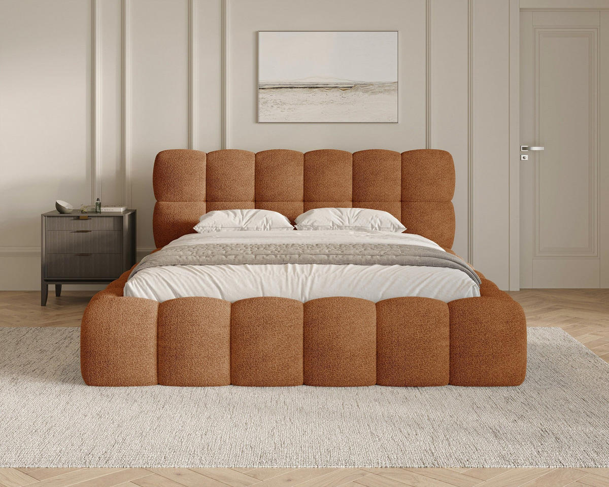 POLSTERBETT - Bett 19 - 160x200 - Terra (Arena 09) - Orange, Holzwerkstoff/Textil (160/200cm) - Möblo