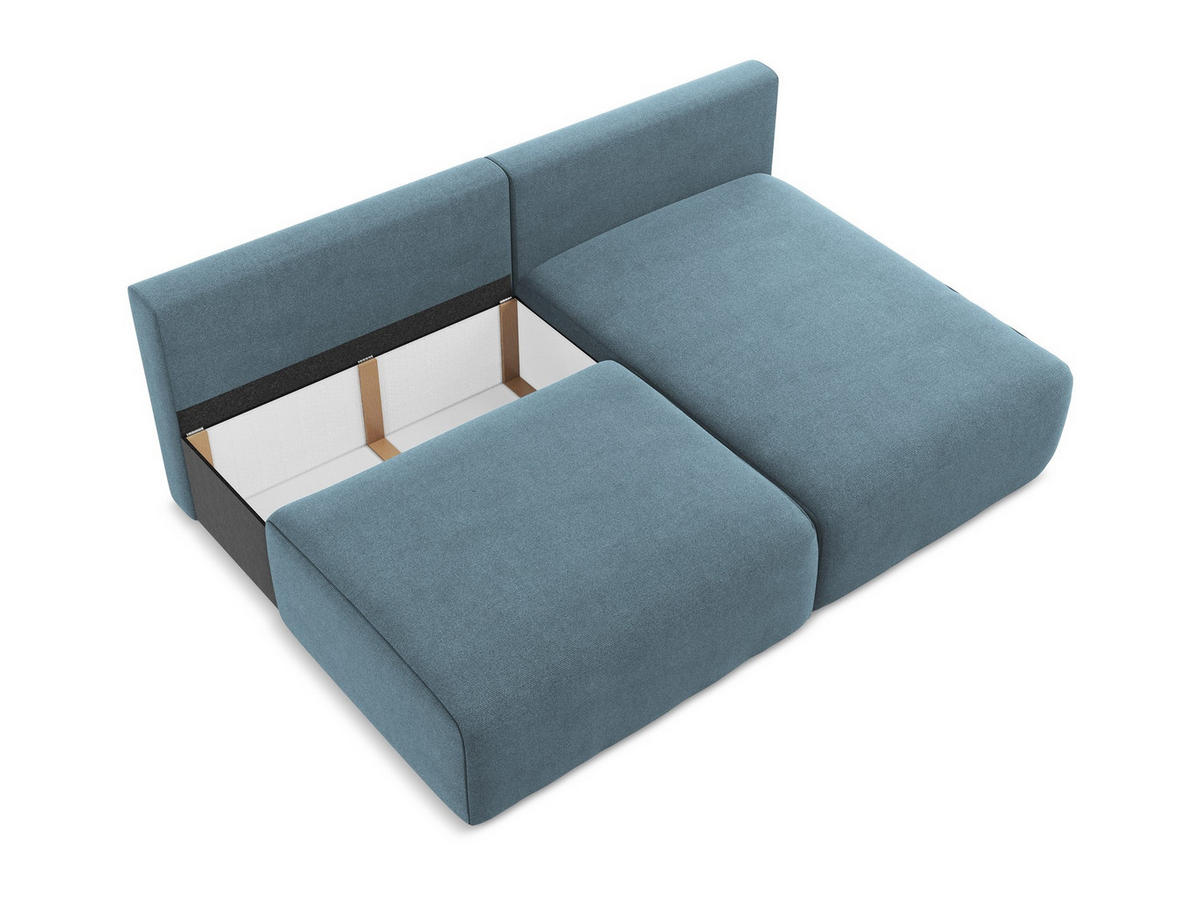 ECKSOFA mit Schlaffunktion rechts Strukturstoff Stoff Blau - Blau/Schwarz, Kunststoff/Textil (210/149cm) - Makamii