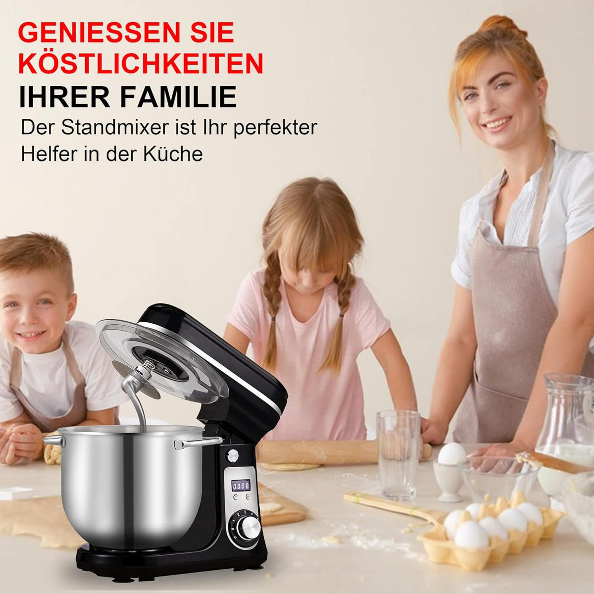 KÜCHENMASCHINE 6-Gang Schwarz - Schwarz, Metall (35.1/31.2/28.5cm) - Kaket