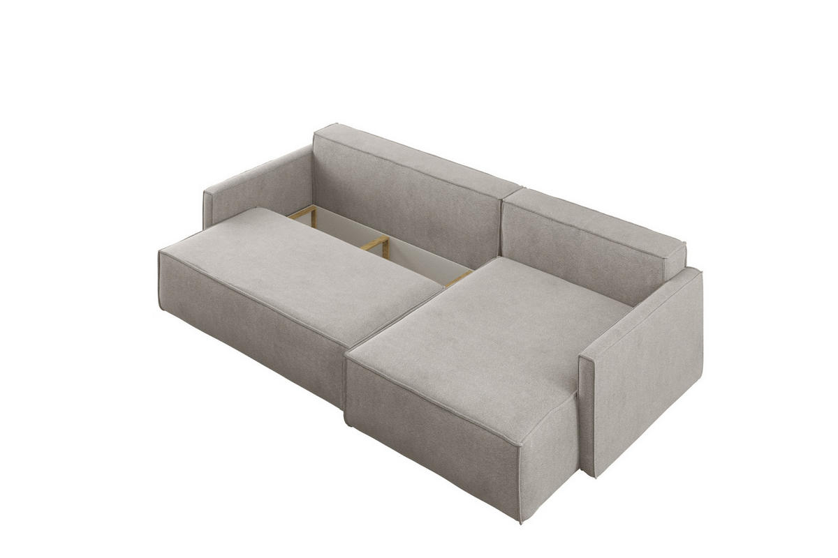 SCHLAFSOFA Carlos L-Form, Ecksofa Mit Bettkasten Und Schlaffunktion Stoff Salvador Rechts Beige - Creme, Holz/Textil (250/83/142cm) - Kaiser Möbel