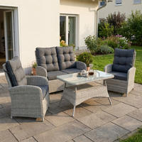 LOUNGE-SET Monte Carlo Grau 4-teilig, Polyrattan/Aluminium, für 4 Personen - Grau, Kunststoff - bellavista - Home & Garden