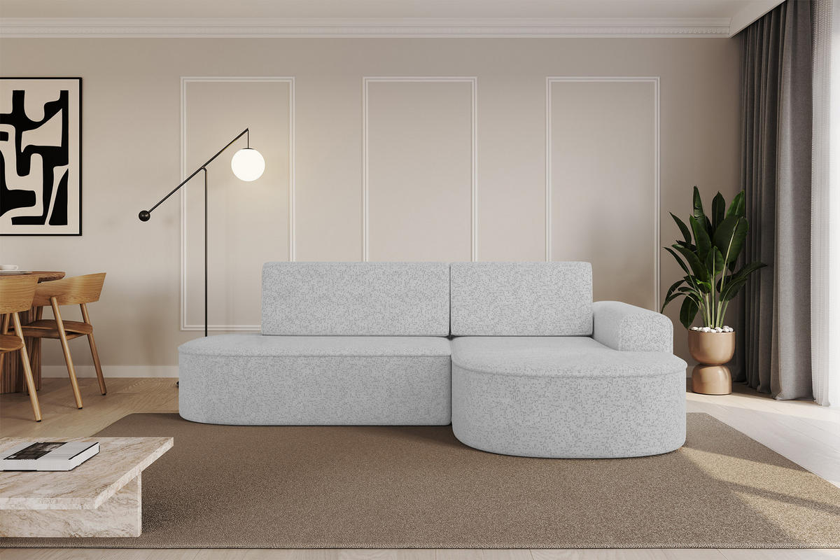ECKSOFA mit Schlaffunktion und Bettkasten Ottomane Rechts MARI-L1-S - 283x167x73 cm Grau Tissu - Schwarz/Grau, Holzwerkstoff/Kunststoff (167/283cm) - ALTDECOR