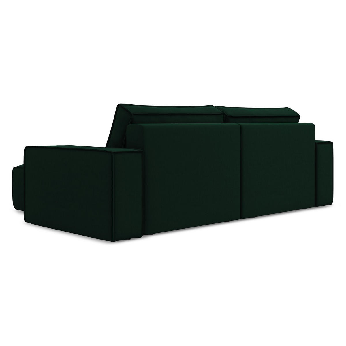 ECKSOFA mit Schlaffunktion Samt Stoff Grün - Dunkelgrün/Schwarz, Kunststoff/Textil (257/148cm) - LaMiaSofa