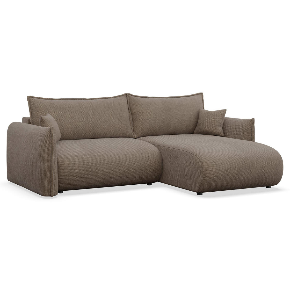 ROHOVÁ SEDAČKA Cushi světle hnědá žinylka - černá/světle hnědá, textil/plast (183/252cm) - Selsey